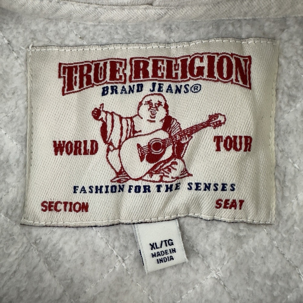 True Religion Men's Gray Pullover Hoodie Sweatshirt Size XL Logo - Picture 5 of 8